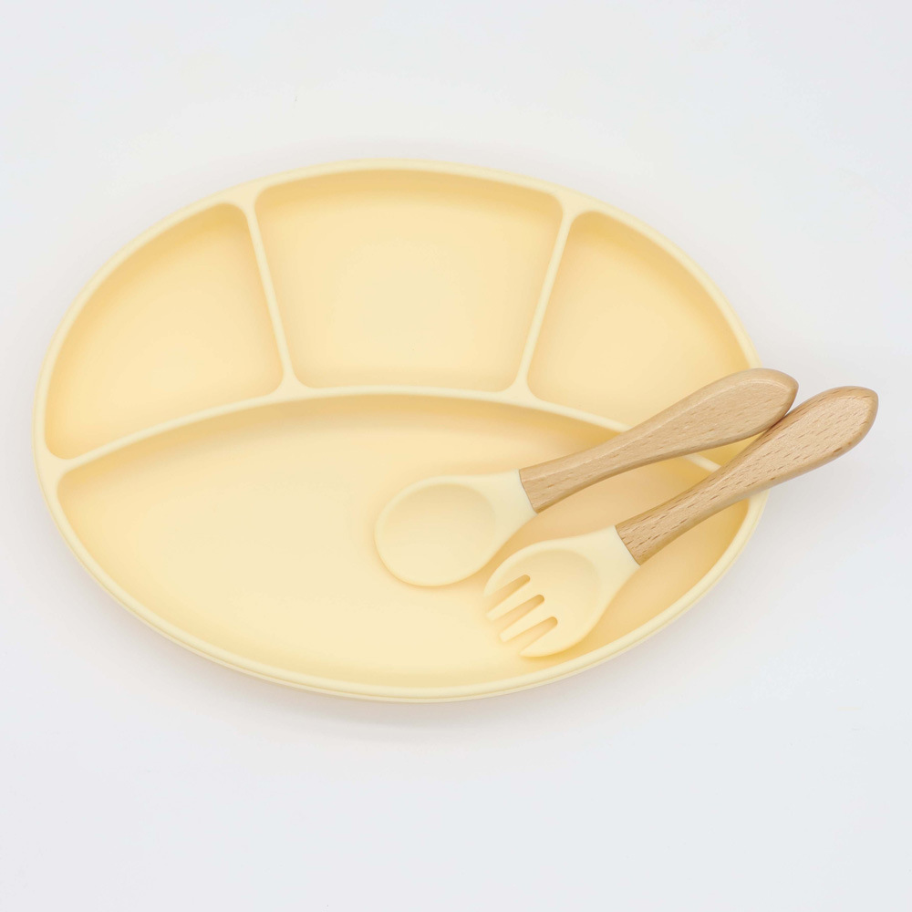 Venta caliente suplemento de alimentos para bebés vajilla de silicona conjunto de silicona para niños lechón tazón integrado Placa de silicona