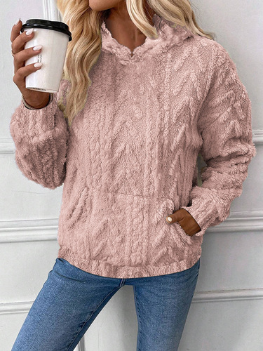 European and American cross-border Amazon Wish women's winter crew neck embroidered hooded loose plush sweatshirt