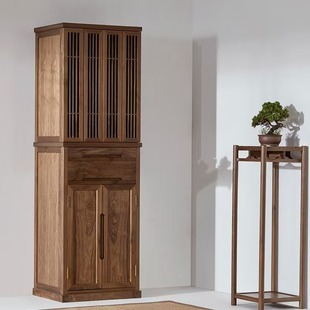 Black Walnut Shine New Chinese Style Vertical Cabinet Buddha Platform Bodhisattva Cabinet Buddha Cabinet Home Simple Cabinet with Door God of Wealth