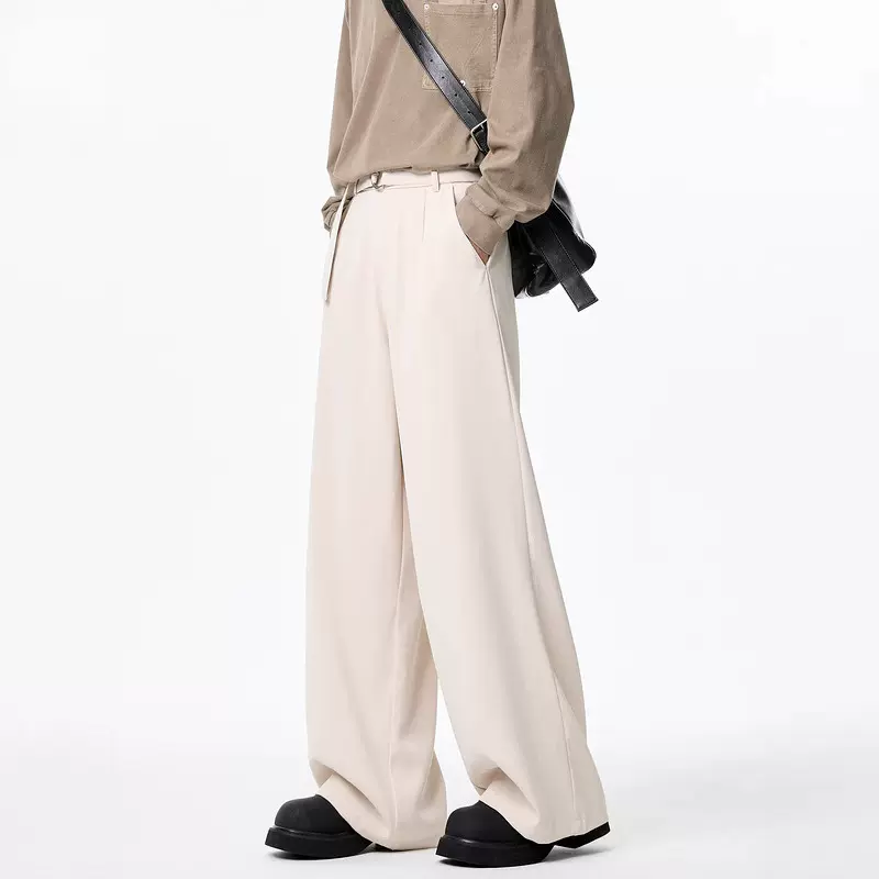 美式潮牌cleanfit纯色直筒西裤男春秋季复古宽松百搭垂感休闲裤