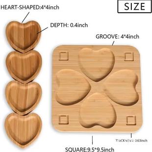 Bamboo Heart-Shaped Tray Wooden Removable Dried Fruit Dessert Sorting Storage Tray Creative Desktop Snack Platter