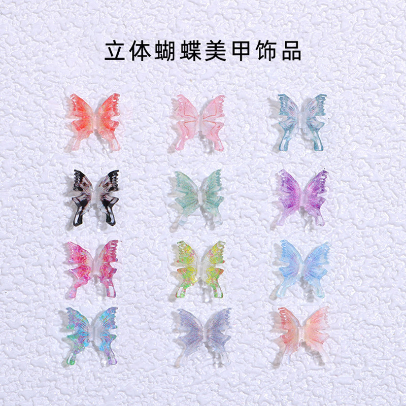 12-Color Accessories Fairy Internet Celebrity Nail Art Wholesale Decoration Bow Tie DIY Three-Dimensional Butterfly Nail Art Accessories Nails