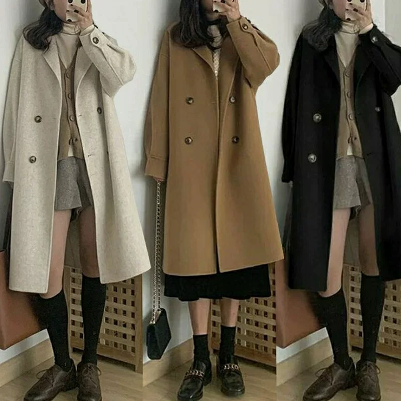 Пальто шерстяное демисезонное, длинное, для подростков, средней длины