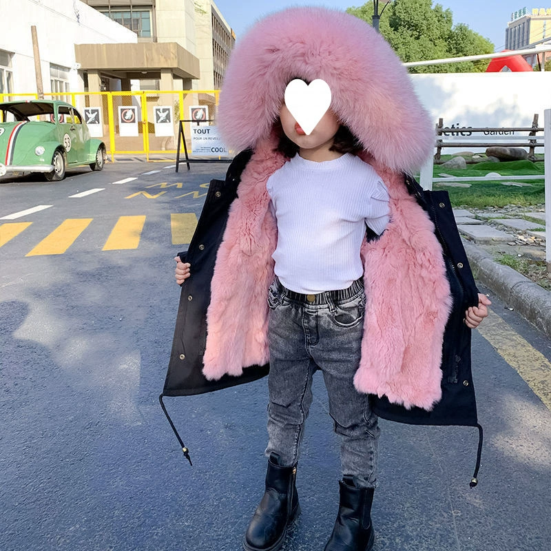 Детское съёмное тёплое длинное тренч‑пальто для мальчиков и девочек, средней длины
