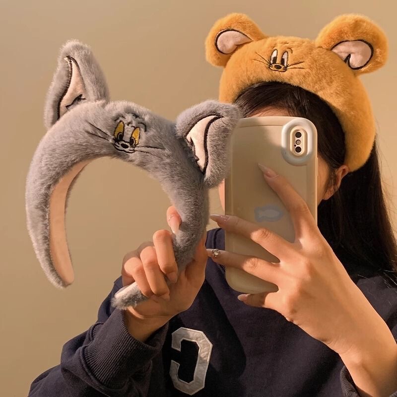 K Total Same Style Cat and Mouse Hair Band Cartoon Tom Cat Jerry Mouse Wash Face Hair Band Stereo Cat Ear Headband for Women