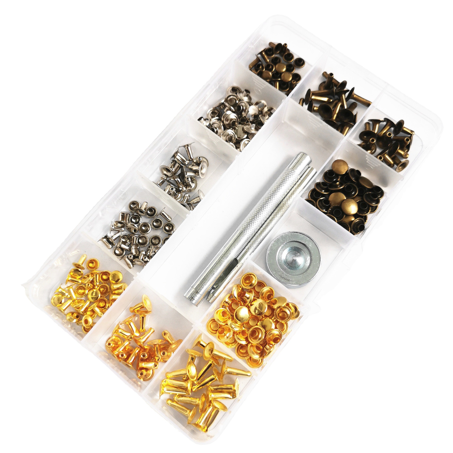 单面铆钉 三色盒装 用于服饰 布袋 箱包家居等