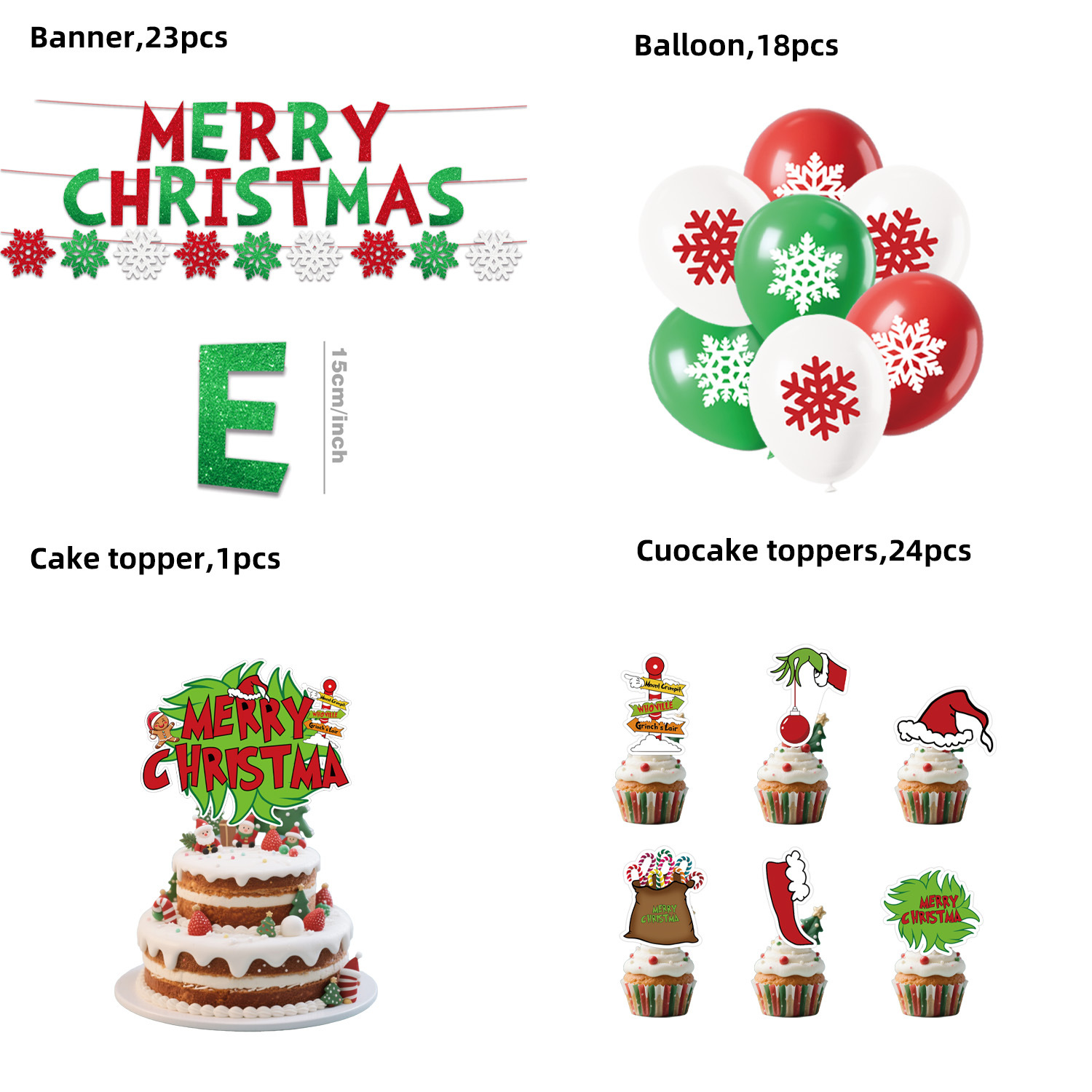 Nuevo tema transfronterizo de Navidad Grinch cubiertos de fiesta de cumpleaños bandeja de papel desechable toallas de mesa decoración banner