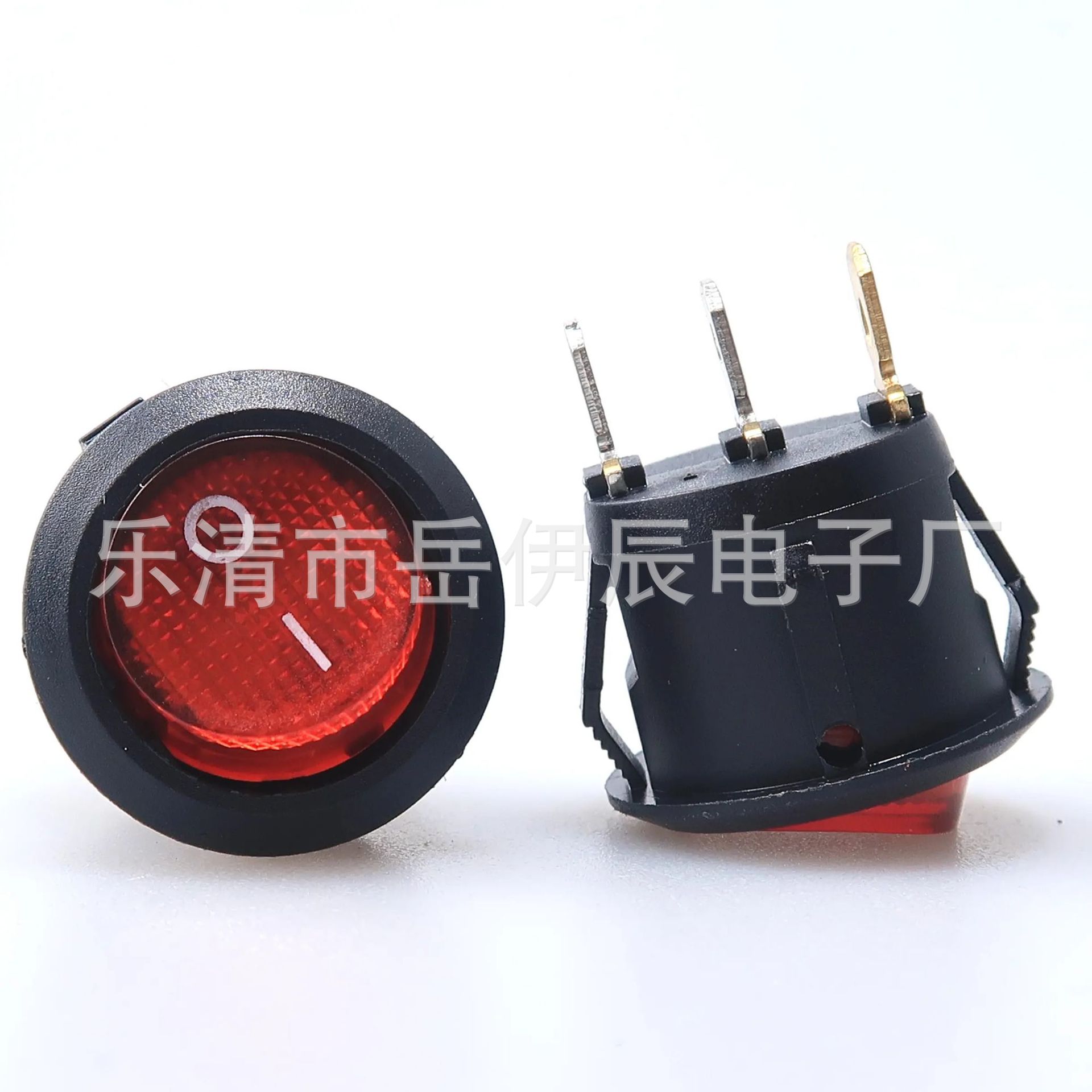 KCD1-105圆形带灯船型开关三脚二档带灯铁脚铜脚开孔20MM
