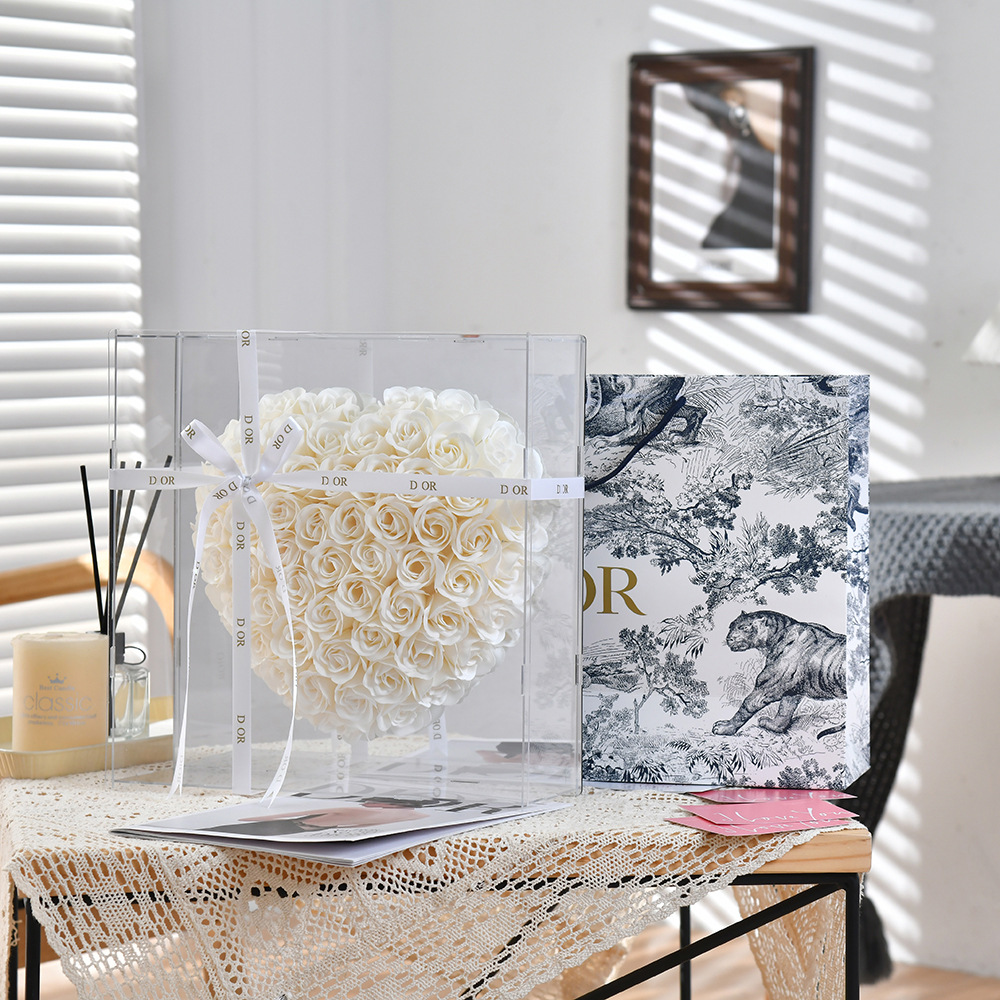 35*35cm 로맨틱 화이트 [핫셀링 완제품 선물 가방] 열어서 돈을 넣을 수 있습니다