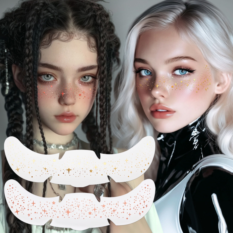 Popular Rose Gold Freckle Tattoo Stickers with Gold and Silver Foil for Party Glitter Face Makeup Temporary Tattoo Stickers