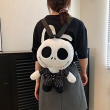 一件代发万圣节小骷髅圣诞杰克毛绒卡通双肩包包跨境情侣亲子礼品