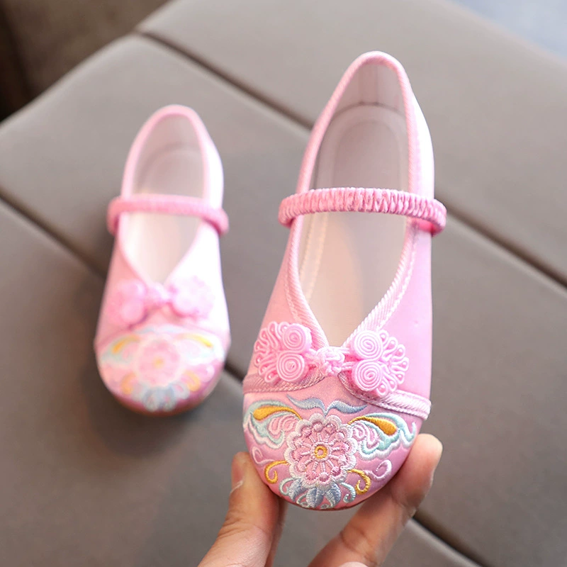 Обувь с вышивкой для девочек, старая Пекинская Тканевая обувь, детская старинная сборка, обувь ханьфу, детская обувь ручной работы в китайском стиле, ретро, обувь ханьфу