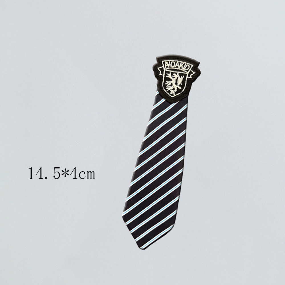 Fabricante al por mayor corbata corta de cremallera sin corbata negra sólida para niños adorables decoraciones casuales jk accesorios uniformes