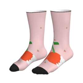 POD印花跨境大白熊樱桃满印中筒袜