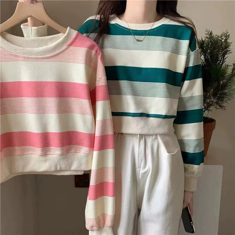 Свободный тонкий свитшот в американском стиле с коротким рукавом и круглым вырезом для студенток, новинка осени 2025, модный топ с длинными рукавами для студентов