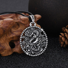 复古传统霸气龙牌吊坠男项链女挂坠潮流大吊牌复古男士毛衣链泰银
