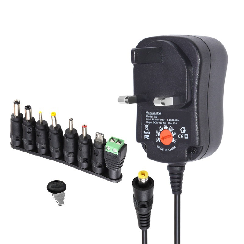 Fuente de alimentación ajustable 3V-12V adaptador 30W cargador de energía multifunción adaptador de corriente 8DC cabeza