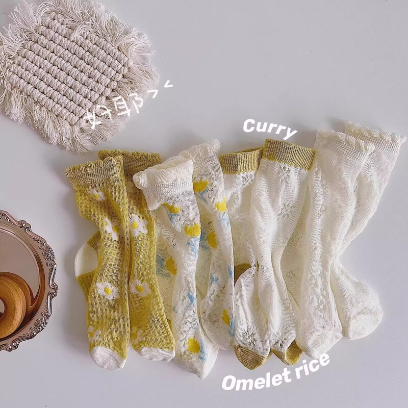 Girls' Socks for Spring and Summer, Thin Mesh Ice Silk Socks with Hollow Floral Design, Mid-Calf Socks for Girls, Baby Lace Socks Girls' Socks for Spring and Summer, Thin Mesh Ice Silk Socks with Hollow Floral Design, Mid-Calf Socks for Girls, Baby Lace Socks