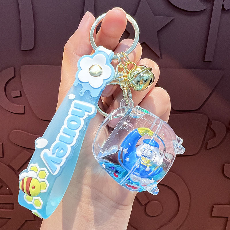 Creativo en la olla de arroz de aceite de la luna de orejas perros llaveros lindos dibujos animados pareja colgante garra máquina pequeños regalos al por mayor