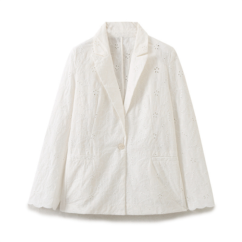 Factory Ready-Made Foreign Trade Women's Clothing Wholesale 2025 Spring and Summer New Fashion Casual Hollow Embroidered Suit Jacket Shorts Factory Ready-Made Foreign Trade Women's Clothing Wholesale 2025 Spring and Summer New Fashion Casual Hollow Embroidered Suit Jacket Shorts