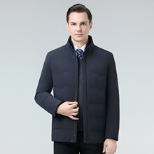 专柜高品质男装2025冬季新款时尚立领中年爸爸羽绒服免烫短款外套