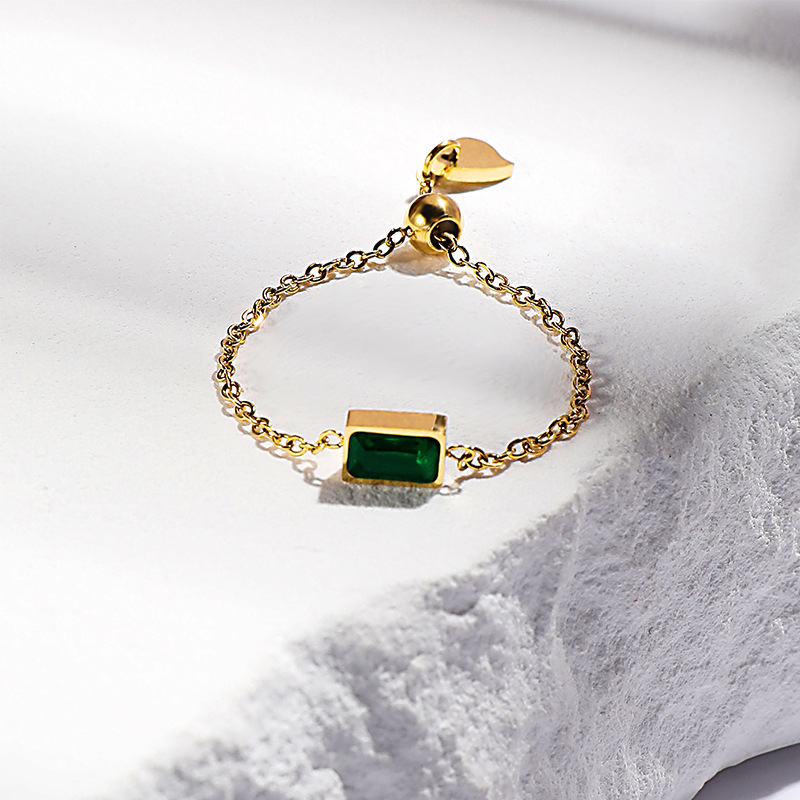6g Weight Zircon Inlay Material Fashion Geometric Titanium Steel Plating Zircon Rings 1 Piece