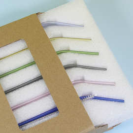 彩色玻璃吸管透明吸管高硼硅吸管蝴蝶结儿童果汁饮料奶茶多色可选