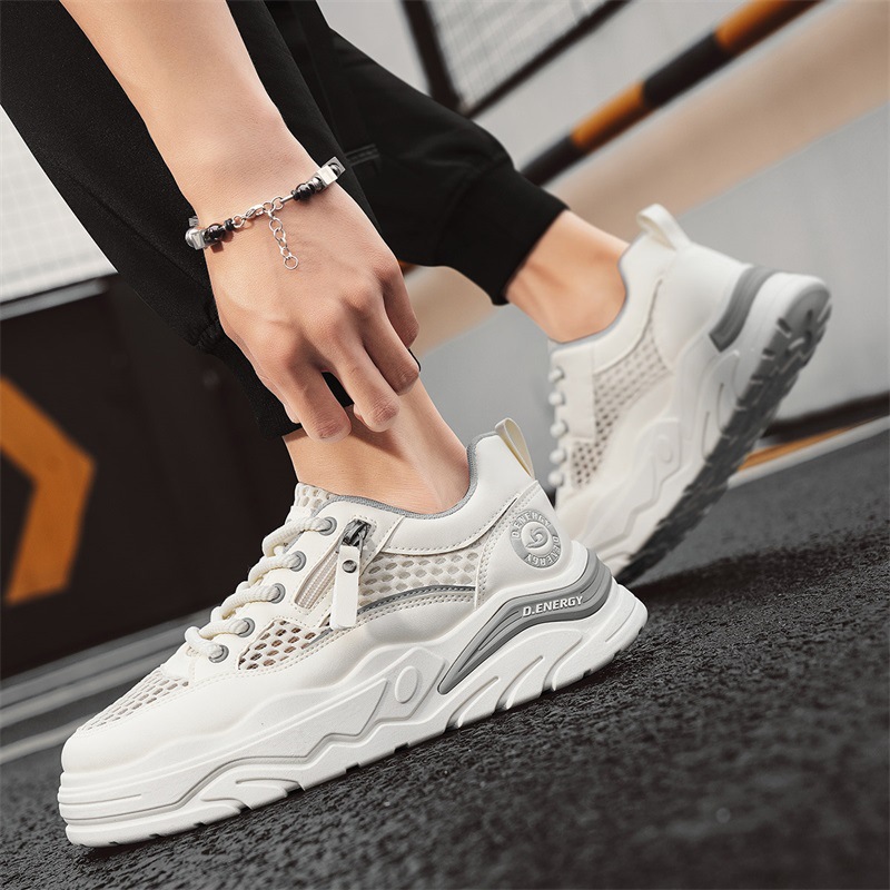 Zapatos de malla para hombre verano transpirables huecos diarios todo-fósforo casual suela gruesa a juego estilo deportivo nuevos zapatos de moda para hombre