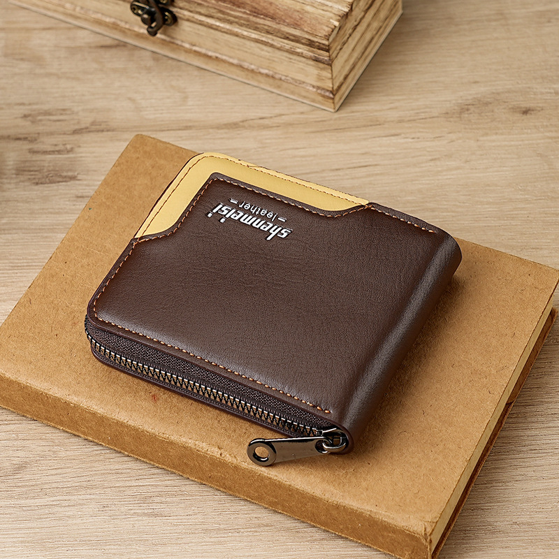 Cartera para hombre estilo retro con cremallera