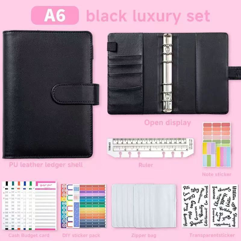 (럭셔리 선물팩 - 블랙) 예산표 12개 + 지퍼백 8개 + 단어 스티커 2개 + 스티커 6개 + 자 1개