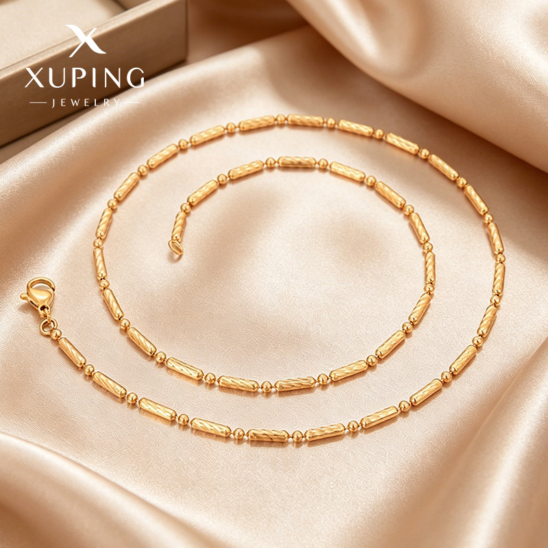 Xuping aleación de cobre chapado 18k accesorios de collar de color mujer simple retrógrado collar collar de bambú collar al por mayor