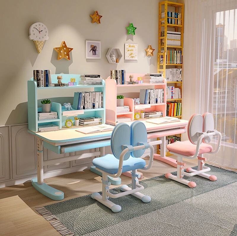 Children's Study Table Primary School Students' Desk Homework Liftable Small Apartment Household Suit Girls Boys Desk and Chair