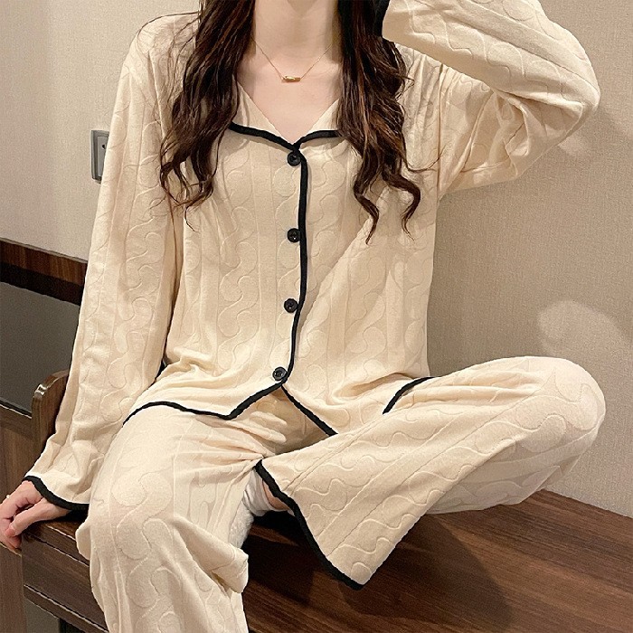 2023 otoño pijamas de las mujeres de manga larga suelta cardigan coreano popular dulce chica en línea pijamas rojos traje de desgaste para el hogar
