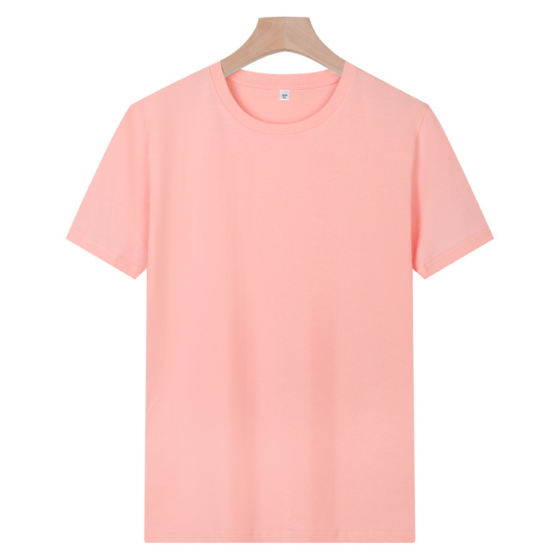 ¡El peso! Camiseta de algodón largo peinado 180g de verano casual hombre y mujer de manga corta de color sólido media manga