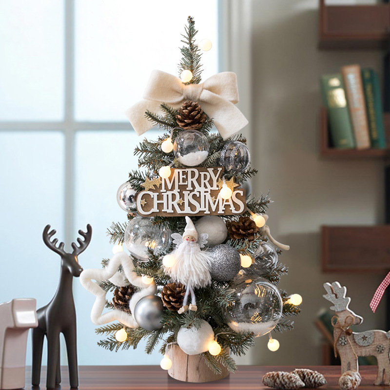 Xiaohongshu Popular 45/60cm DIY Pe Desktop Christmas Tree with Lights Christmas Decorations Window Decorations Wholesale