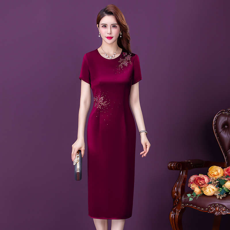 厂家直供2025夏新款阔太太时尚气质改良旗袍裙妈妈婚宴中长款裙子