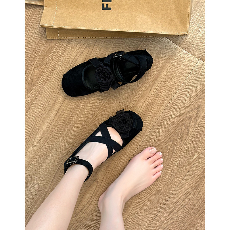 羊皮新中式复古真皮花朵芭蕾舞鞋女内增高法式浅口单鞋女玛丽珍鞋|undefined