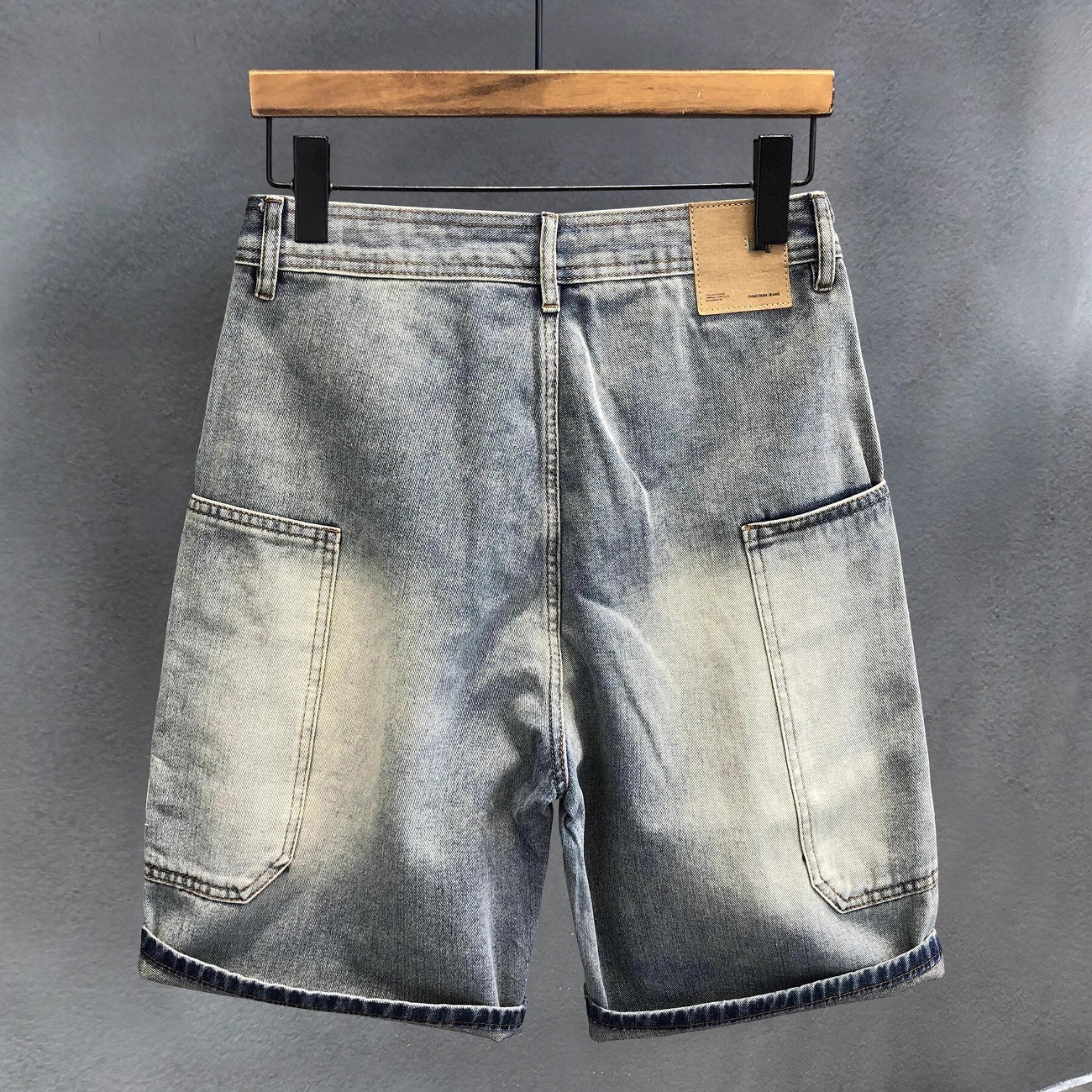 Men's Summer Thin Denim Shorts Casual Loose Fit mid Waist with Multi Pockets High-End Washed Design Trendy Five-Point Pants_mkmklike.com