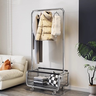 Clothes Hanger Floor Bedroom Drying Hanger Mobile Light Luxury Advanced Corner Coat Rack Overnight Storage Clothes Storage Rack