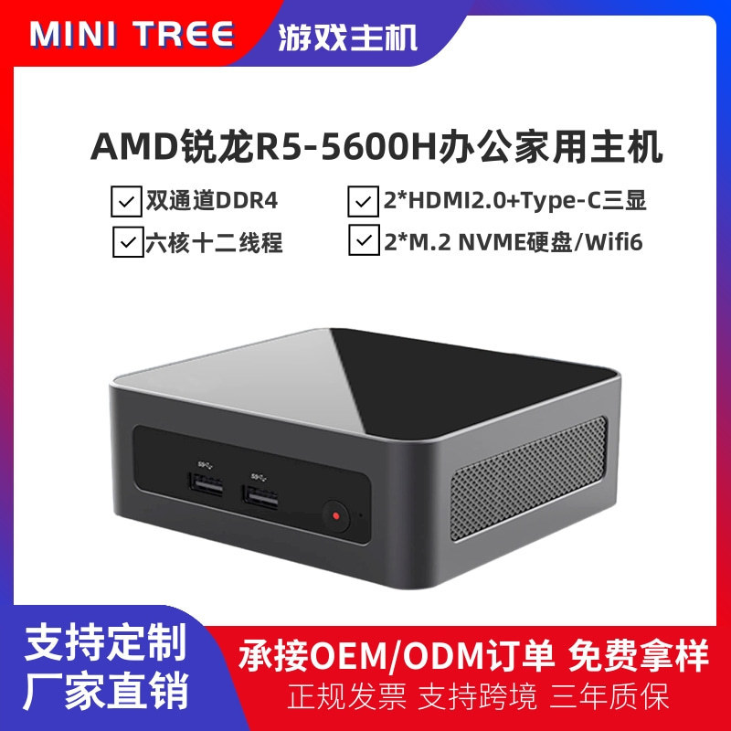 AMD Ruilong R5-56000H Mini Host Dual HDMI HD 8K Office Game Computer Bare System Wholesale