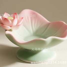荷花收纳盘 3D打印清新风桌面钥匙首饰杂物收纳装饰摆件货源26826