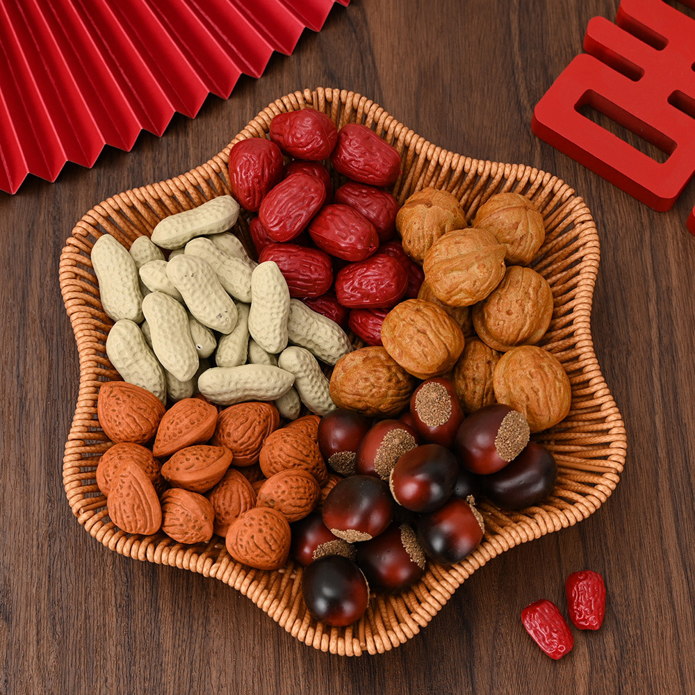 仿真花生塑料干果假坚果假红枣核桃门店橱窗摆设DIY配件拍摄道具