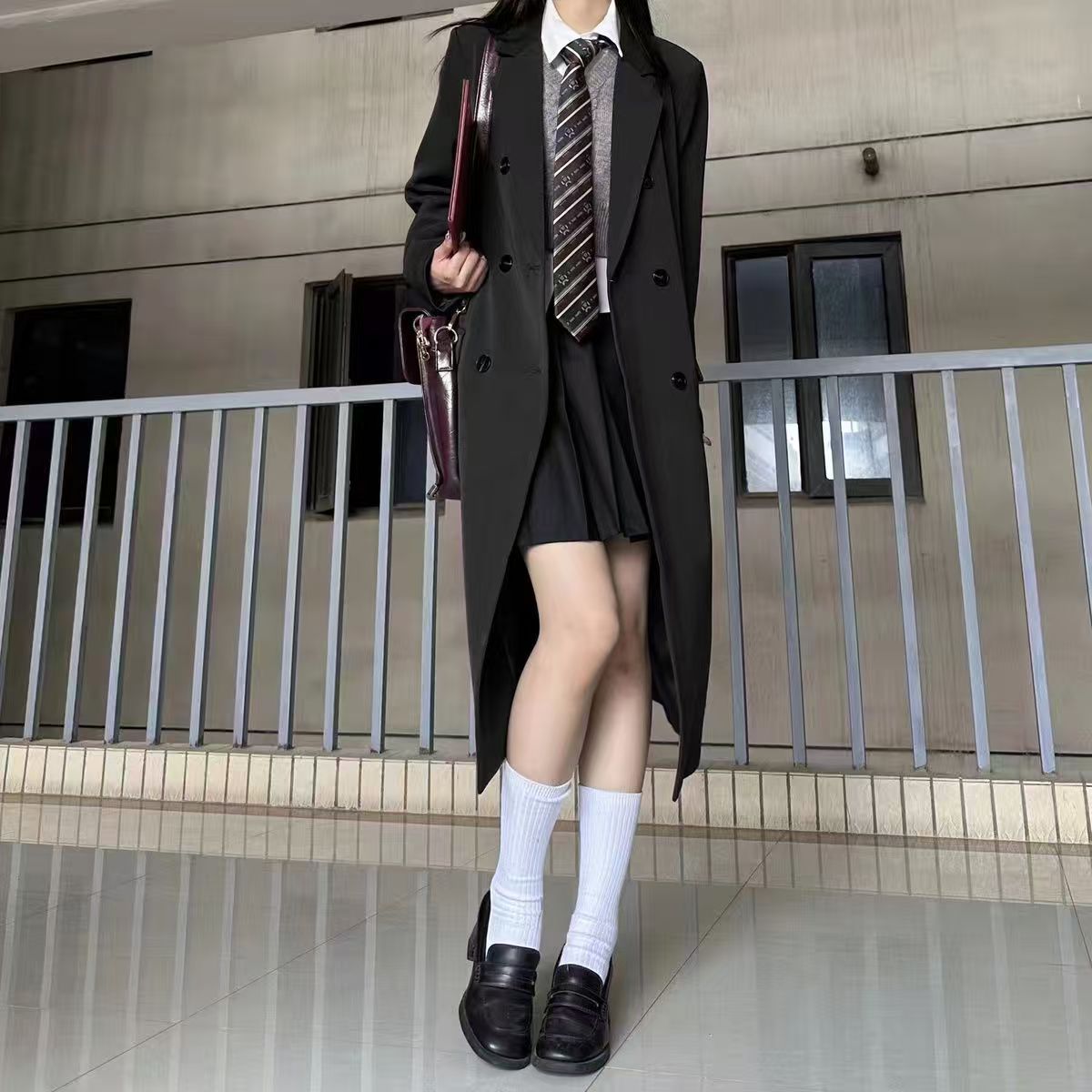Long Trench Coat with a Stylish Suit Design, Student-Style Trench Coat Jacket, Spring and Autumn 2026 New Korean Version Casual Suit Coat