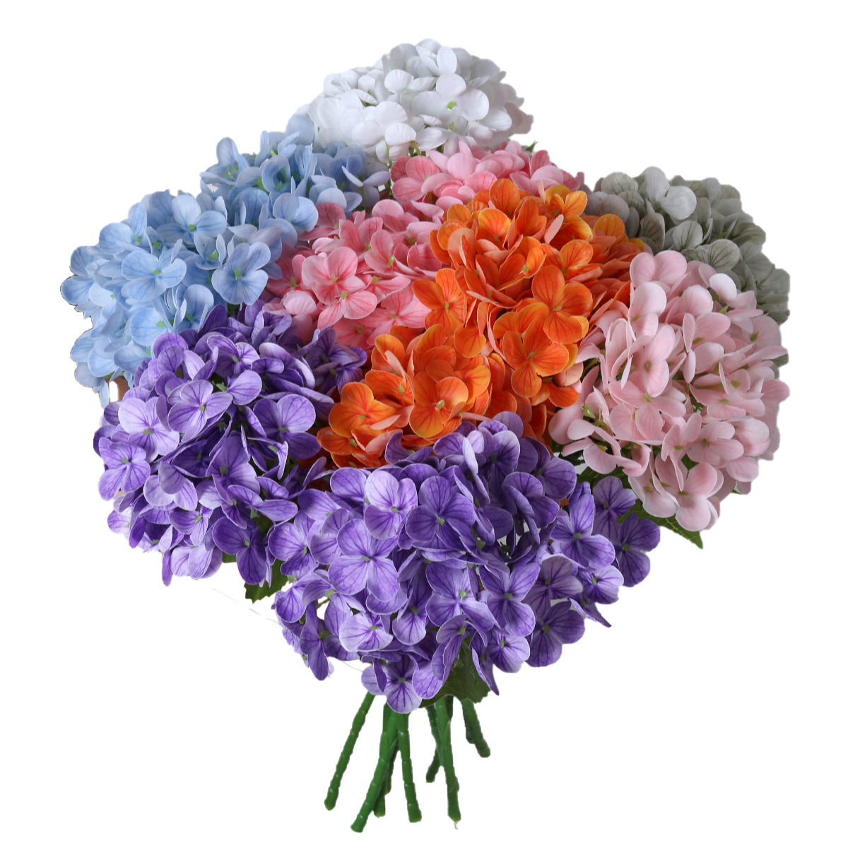 Humectante 3D sensación de mano 72 piezas de flores de imitación de hortenida decoración floral hotel diseño de boda película de flores falsas hortenida