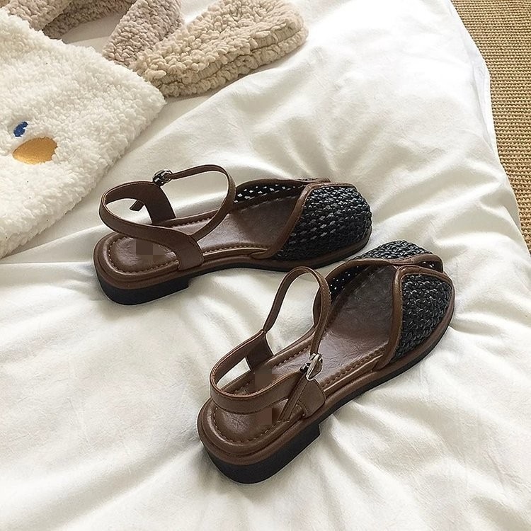 Baotou sandalias para mujeres 2026 nuevo verano coreano estilo retro hadas estilo casual suave zapatos romanos planos
