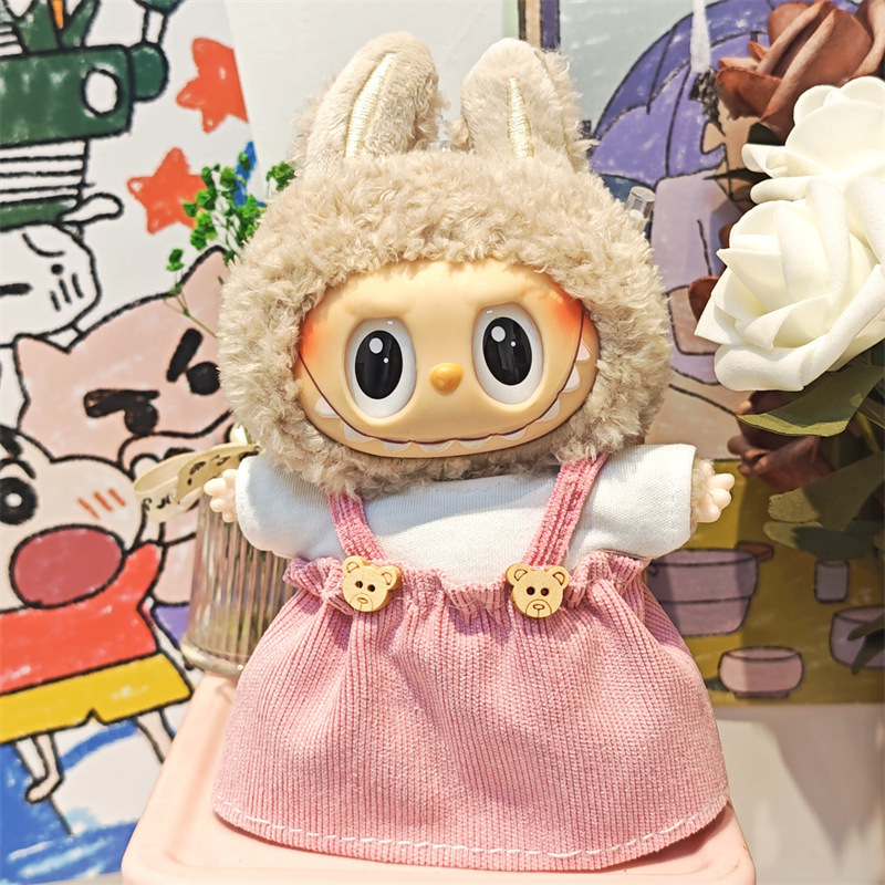 Labubu ベビー服ビニールラブブ 17 センチメートル人形かわいいドレスアップカジュアルスーツスカートぬいぐるみ服|undefined