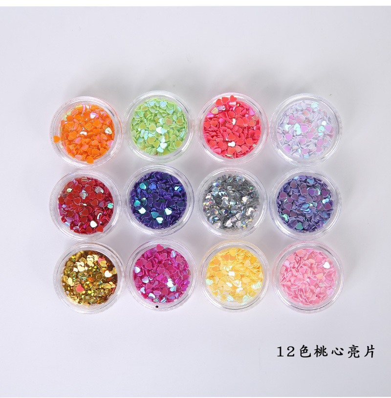 12 colores de uñas belleza Ojo Maquillaje Glitter lentejuelas cerámica suave fruta pieza perla polvo Delgado mezclado accesorios la joyería BRICOLAJE