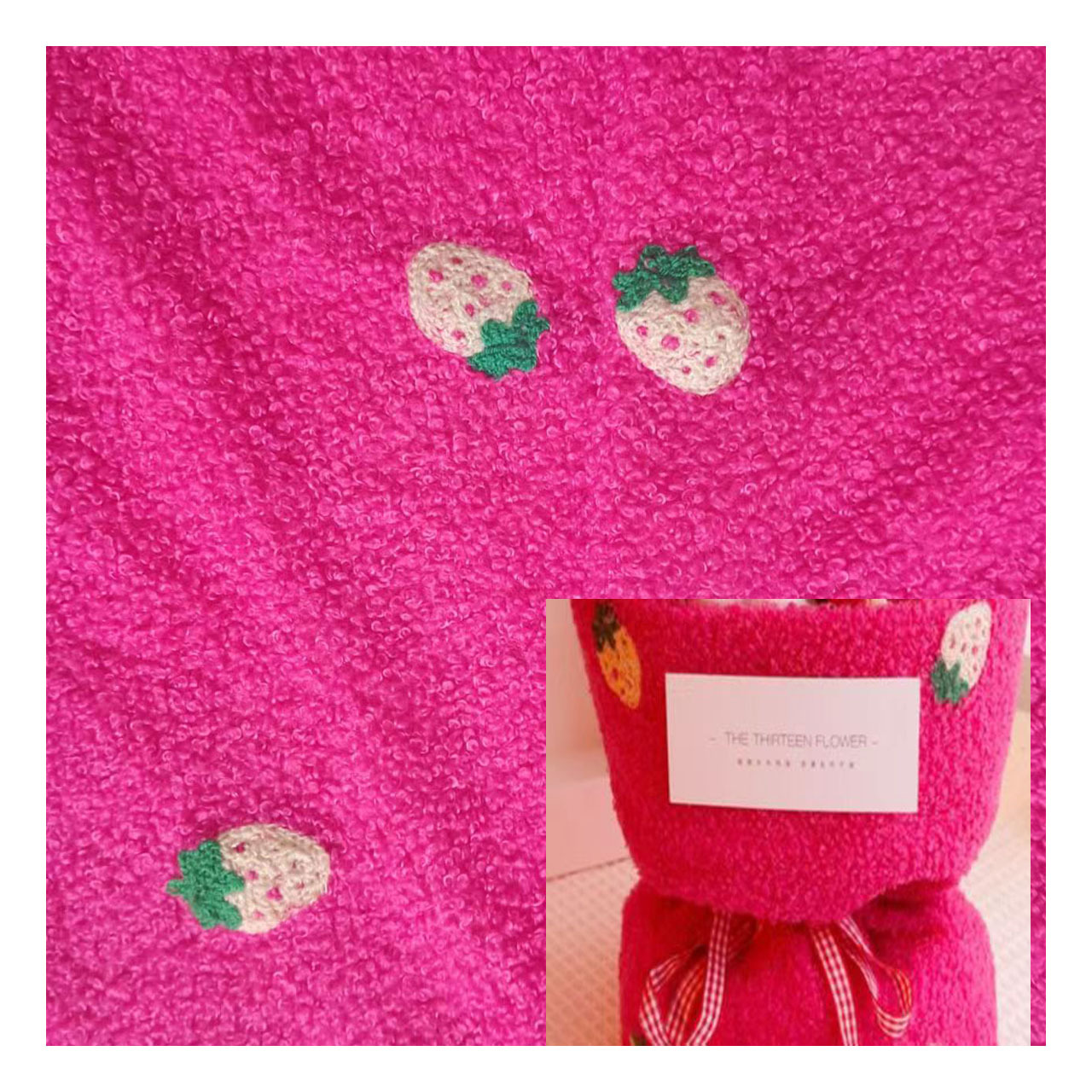 睡衣毛绒绣花玫红草莓泰迪包装网红冬季保暖花束羊羔毛装饰品布料