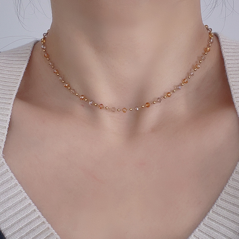 Holiday, Shopping Occasion Artificial Crystal, Titanium Steel Material Elegant Lady Geometric Artificial Crystal Titanium Steel Plating Necklace