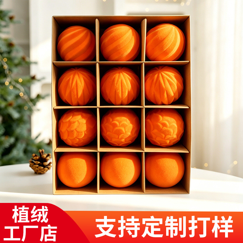 Bolas de Navidad floqued Bolas de Navidad Bolas de Navidad Decoraciones de Navidad Colgantes de árbol de Navidad Decoraciones de Navidad Colgantes de Bolas Floqued